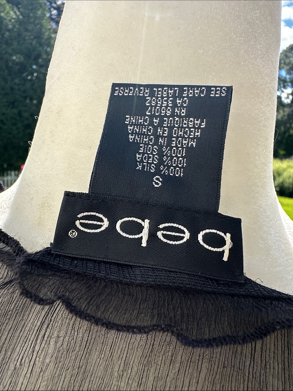 Vintage Bebe Sheer Black V-Neck Women's Silk Chiffon Camisole Top - Picture 5 of 7